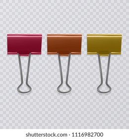 Set of realistic document clips isolated on white background