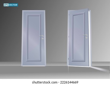set of realistic door isolated 
