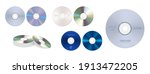 set of realistic dvd high speed or cd disc isolated or stack of compact disc realistic storage disc concept. eps 10 vector