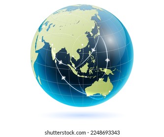 set of realistic earth globe interconnected isolated