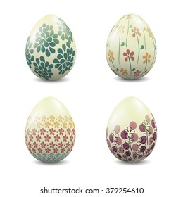 A set of realistic Easter eggs isolated on white. Vector illustration.
