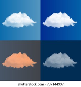 Set Of Realistic Editable Vector Clouds, In Dark And Bright Sky Made With A Gradient Mesh