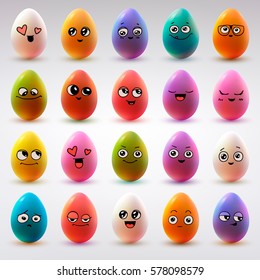 Set of realistic eggs. Easter collection. Vector illustration.