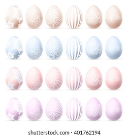 Set of realistic eggs isolated on white background. Easter collection. EPS 10 vector file included