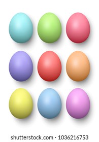 Set of realistic eggs on white background. Vector illustration.