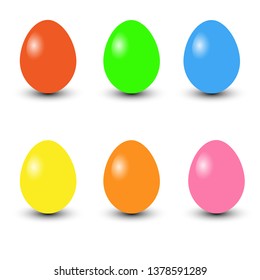 Set of realistic eggs on white background. Easter collection. Vector illustration.