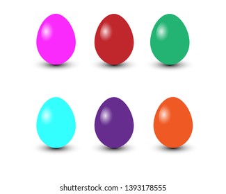 Set of realistic eggs on white background. Easter collection. Vector illustration.