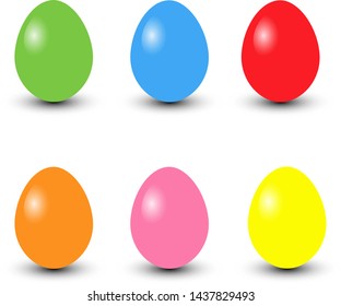 Set of realistic eggs on white background. Easter collection. Vector illustration.
