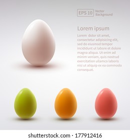 Set of realistic eggs on white background. Vector illustration.