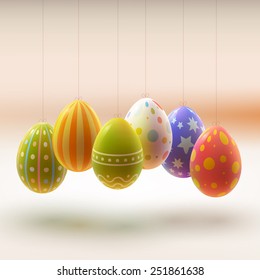 Set of realistic eggs on white background. Easter collection. Vector illustration.