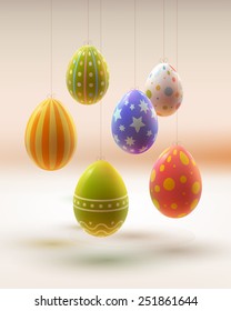 Set of realistic eggs on white background. Easter collection. Vector illustration.