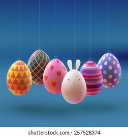Set of realistic eggs on white background. Easter collection. Vector illustration.