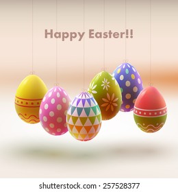 Set of realistic eggs on white background. Easter collection. Vector illustration.