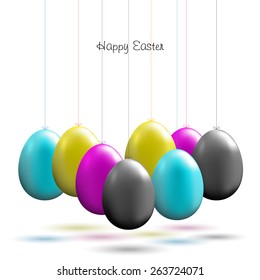 Set of realistic eggs on white background. Easter collection. Vector illustration