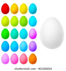 Set of realistic eggs on white background. EPS 10 vector file included