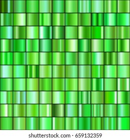 Set of Realistic emerald gradients. Vector gems collection for border, frame, ribbon design.