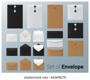 Conjunto de envelope realista, vetorial, ilustração