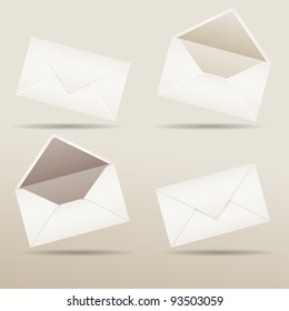 Set of realistic envelopes with shadow, vector illustration, eps10, 3 layers