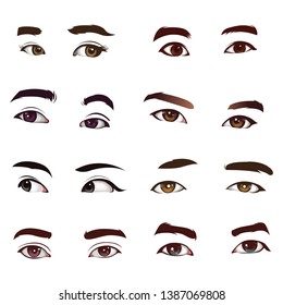 set of realistic eye vector collection