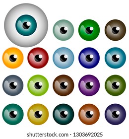 set of realistic eyes with different colors of irises. vector illustration