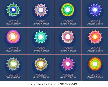Set of Realistic Fabric Award Ribbons. Badge. Vector illustration.
