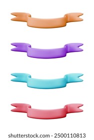 Set of realistic festive ribbons of different colors. Vector decorative templates