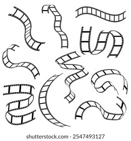 Set of realistic film or movie reels strips vector image. 3d flim roll. Film strip set vector image