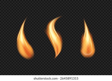 Set of Realistic Flames Isolated on Transparent Background for Design Use, PNG cut-out