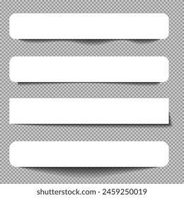 Set of realistic flat shadows. Vector realistic shadow isolated. Collection of linear shadows on png background. Vector illustration.