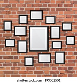 Fijar un marco realista en la pared. Perfecto para sus presentaciones. Ilustración del vector