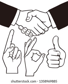 Set of realistic gestures hand shape