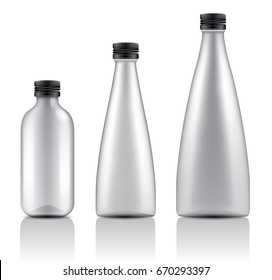 Set of Realistic Glass Bottles : Vector Illustration