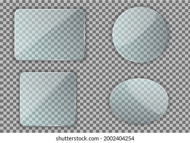 Set of realistic glass with rounded corners on a transparent background. Glass on the phone screen. Vector illustration.
