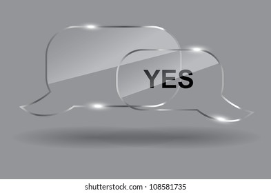 Set of realistic glass speech bubbles. Vector illustration.