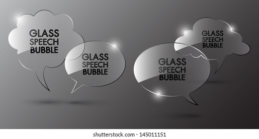 Set of realistic glass speech bubbles. Vector