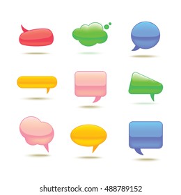 Set of Realistic Glass Vector Speech Bubble.