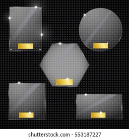 Set Realistic glass vector trophy awards. Vector illustration