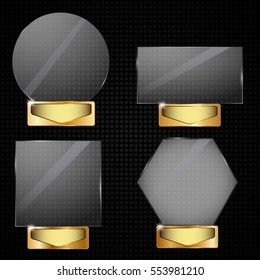 Set Realistic glass vector trophy awards