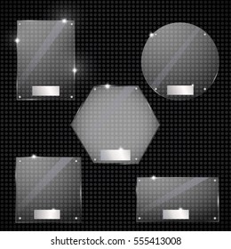 Set Realistic glass vector trophy awards. Vector illustration