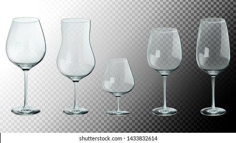 Set of realistic glasses. 3d vector illustration