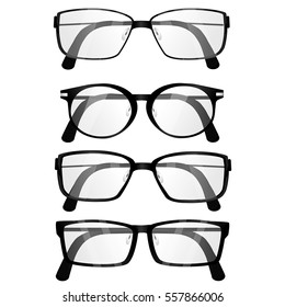  Set of realistic glasses on white background