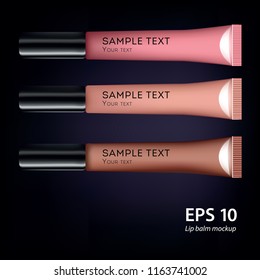Set of realistic glossy lip balms