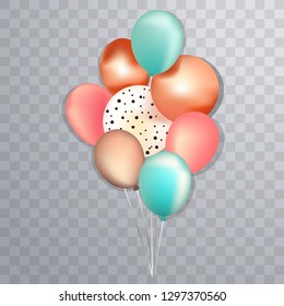 Set of realistic glossy metallic ballons for greeting cards design, sale banners, social media posts