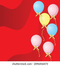 Set of realistic glossy metallic balloons with empty space for birthday, party, promotion social media banners or posters. 3d render illustration.