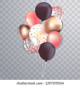 Set of realistic glossy metallic and transparent ballons for greeting cards design, sale banners, social media posts