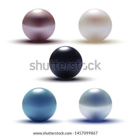set of realistic glossy spheres, isolated on white, vector illustration