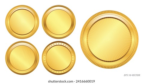 set of realistic gold coin. easy to modify