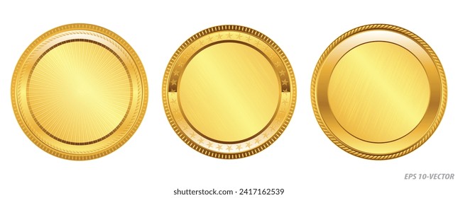 set of realistic gold coin. easy to modify