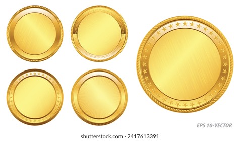 set of realistic gold coin. easy to modify