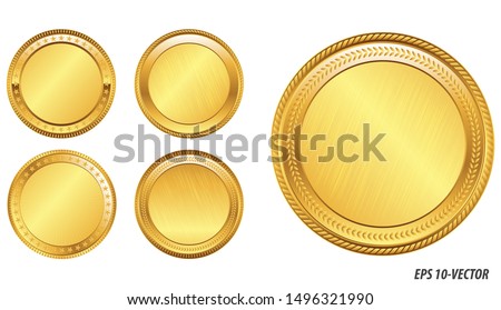 set of realistic gold coin isolated or crypto currency golden or digital currency bitcoin illustration or digital payment currency  etherum litecoin dogecoin to the moon concept. eps vector